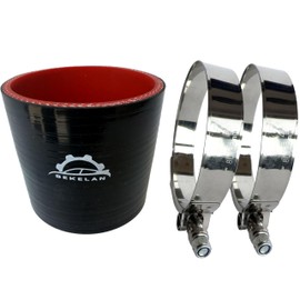 Bekelan 3" ID (76mm) High-Temp Straight Silicone Hose Coupler With Stainless T-Bolt Clamp - Heavy Duty 4-Ply Reinforced Design for Automotive Turbo/Intercooler/Intake Piping/Industrial Hydraulic