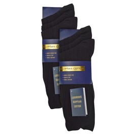 100% Egyptian Cotton Socks for Men | 6 Pairs | Ribbed Seamless Black Socks Avaliable in 3 Sizes (12-14, Black)