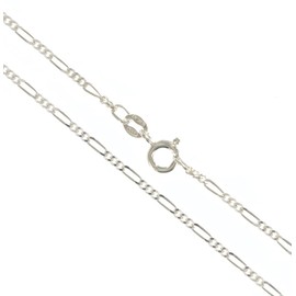 925 Sterling Silver Fine Figaro Chain Necklace 1.5mm Wide 16 Inch Long Gift Boxed