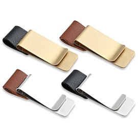 KAPSING Set of 4 Pen Loop Holder, Stainless Steel Pen Loop Pen Holder Made of PU Leather, Retro Notebook Pen Loop for Notebook, Planner, Calendar