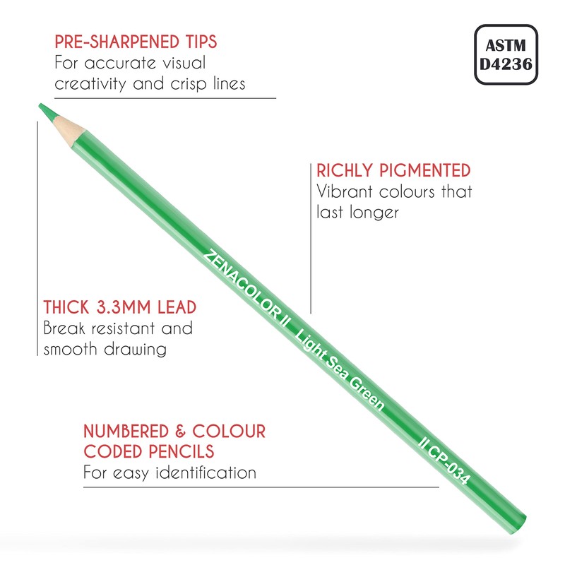 Zenacolor 72 Colouring Pencils with Metal Box 72 Unique Coloured