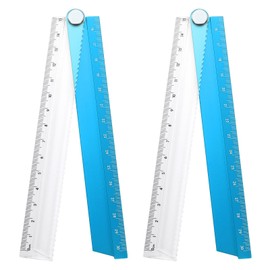HARFINGTON 2pcs Folding Straight Ruler 30cm Metric Aluminum Alloy Protractor Foldable Angle Ruler Geometric Measuring Tool for Architects Artists Office, Blue