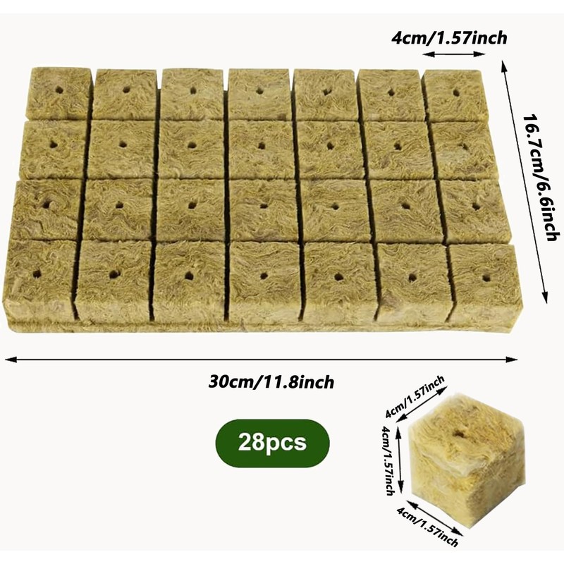 HFVZCB 28 Pieces Rock Wool Cultivation Cubes, Rock Wool Set,