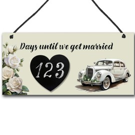 Wedding Sign For Wedding Countdown Chalkboard Hanging Decor Couples Engagement (Includes Chalk) 19 x 9 cm #1776