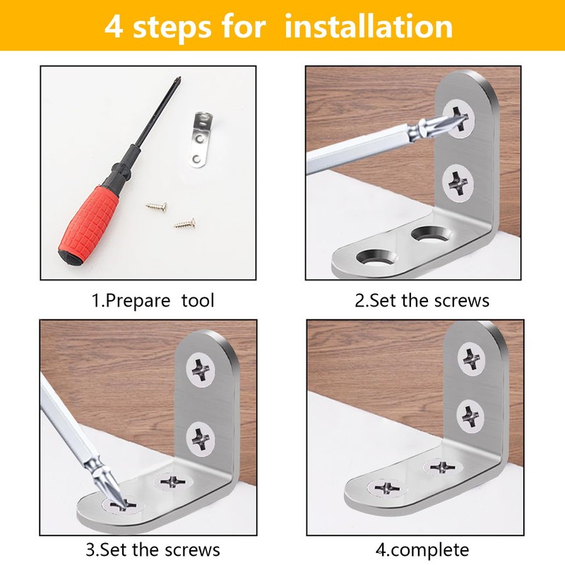 NAHUAA Pack of 20 Stainless Steel Angle Brackets 50 x