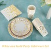 CEILIWEN 100PCS White and Gold Party Tableware Set, White and