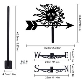 SUPERDANT Sun Moon Weather Vane for Yard Cute Animal Metal Wind Vanes Outside Weather Vanes Gardens Weathervane for Farmhouse Farm Barn Sheds Patio Roofs Decorations Gift
