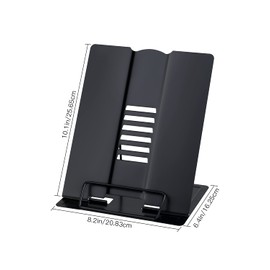 Large Book Stand Metal Reading Rest Book Holder Adjustable Document Cookbook Holder Portable Foldable Lightweight Bookstands-Textbooks Tablet Music Books Recipe (Black)