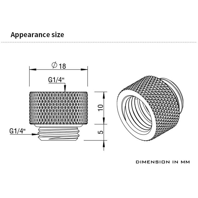 Barrow G1/4" Male to Female Extender Assembly 10mm White
