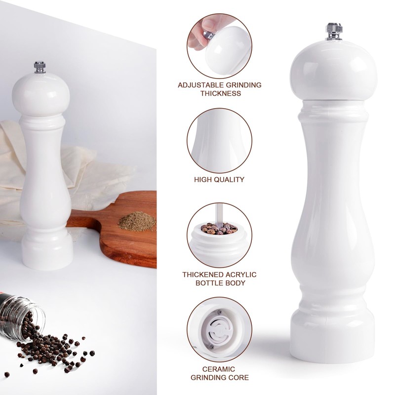 LHS Pepper Mill Grinder Salt Grinder, Arcylic Peppercorn Grinders with
