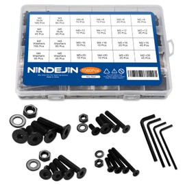 Nindejin Screws Button Head, Carbon Steel Screws Nuts and Washers Assortment Kit with Storage Box, 1060 Pieces