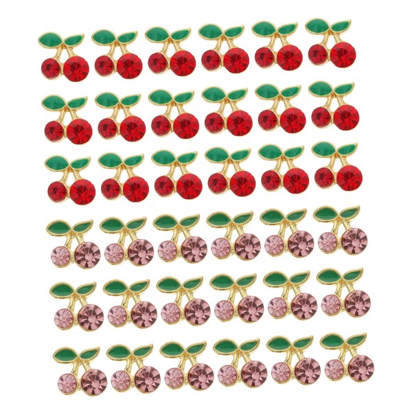 Beavorty 36 Pcs Cherry Nail Charms Fruit Nail Studs for