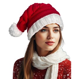 BleSky Santa Hat Red Christmas Xmas Party Knitted Hat Santa Skull Cap for Adult Women Men