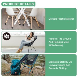 M METERXITY 4-Pack Camping Chair Foot Pads, 16mm Plastic Anti-Sinking Folding Camp Chair Replacement Feet for Fishing/Hiking/Picnic/Hardwood Floors/Tile/Outdoor Chair Leg Caps [Black]