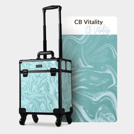 BYOOTIQUE Rolling Makeup Train Case on Wheels Cosmetology Organizer Box Professional Aluminum Cosmetic Trolley Travel Suitcase for Salon Barber Hairstylist Artist,CoyoteButtes Vitality