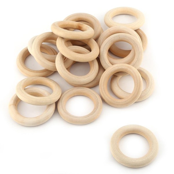 Wooden Ring, Wooden Ring, DIY Material, Parts, Wood, Decoration, Approx. 20 Pieces, 2.2 inches (55 mm)
