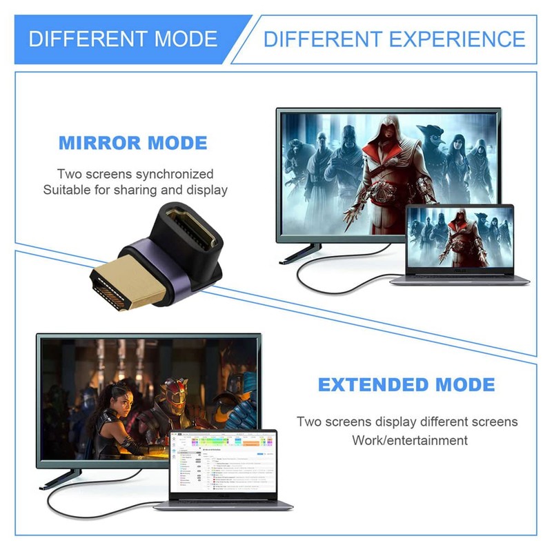 cablecc HDMI Male to HDMI 2.1 Female Up Angled Vertical