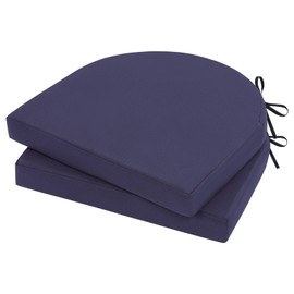 Topotdor Outdoor Chair Cushions Set of 2, 17"x16"x2" Waterproof Patio Chair Cushions for Outdoor Furniture, Round Corner Outdoor Seat Cushions Color Fastness Chair Pads with Ties, Blue