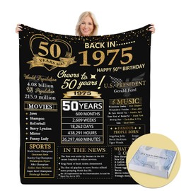 Budalagong 50th Birthday Gifts for Her Him,50th Birthday Gifts for Women Men, 1975 Birthday Gifts, 50 Year Old Gift Blanket, 50th Birthday Gift Ideas, Gifts for 50th Birthday Woman Man