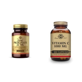 Solgar Solgar Vitamin C 1000 mg, 100 Vegetable Capsules - Antioxidant & Immune Support - Overall Health Zinc Picolinate 22 mg, 100 Tablets - Promotes Healthy Skin