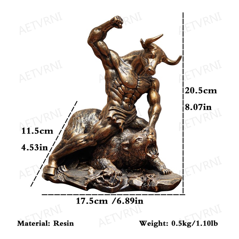 AETVRNI Wall Street Bull & Bear Statue - Resin Bronze-Like