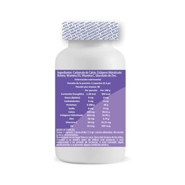 IsaaQuim Carbonato de Calcio con Colágeno, Vitamina C, D3 y Zinc | 120 Cápsulas de 600 mg | 30 Porciones de 4 Cápsulas | Aporta 800 mg de Calcio, 320 mg de Colágeno, 60 mg de Vitamina C, 10 mcg de D3 y 20 mg de Zinc por porción