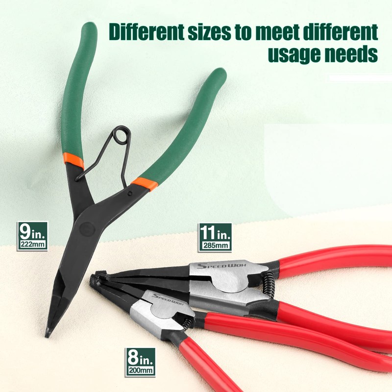 SPEEDWOX 9 inch Angle Tip Lock Ring Pliers for Transmission,