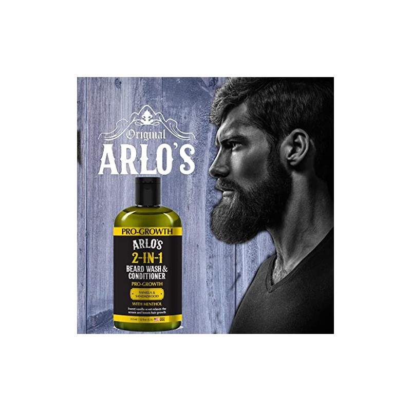 Arlo's Pro-Growth 2-in-1 Beard Wash and Conditioner - Sándalo de