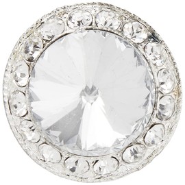 Belagio Enterprises 1-Inch Tufting Rhinestone Button 1 Piece, Silver/Crystal
