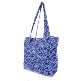 EGFAS Quilted Shoulder Tote Bag Handbag (MEDIUM Purple Flowers)