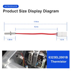 Laofudech 6323EL2001B Dryer Thermistor Assembly with Wire Harness Compatible with LG & Kenmore Dryers Replaces 6323EL2001H AP4441539 PS3529026 DLE0442W DLE2512W DLE2514W DLE3733S DLE3777W 2PCS