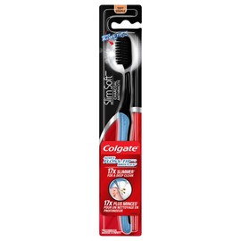 Colgate SlimSoft Floss-Tip Black Manual Toothbrush, 0.09 Fl oz