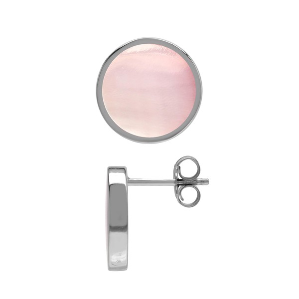 Silvershake 12 mm Pink Mother of Pearl 925 Sterling Silver
