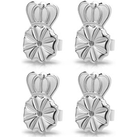 2 Pairs Earring Backs for Droopy Ears,Adjustable Crown Large Earring Backs for Heavy Earring,18K Gold Plated Hypoallergenic Earring Lifters Secure Earring Backs for Studs(WhiteGold)
