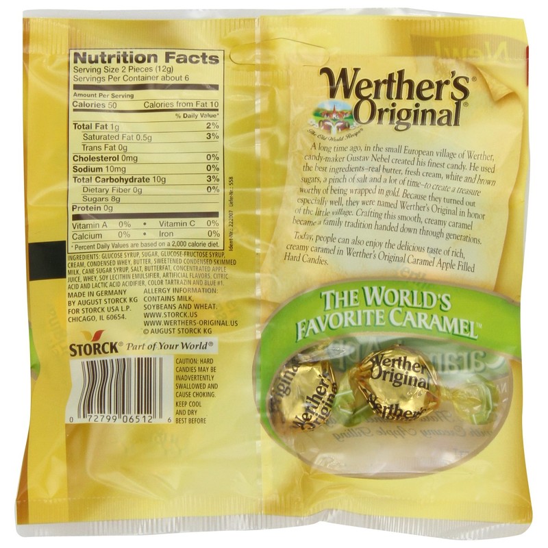 WERTHER'S ORIGINAL Caramel Apple Filled Hard Candy, Bulk Candy, Individually