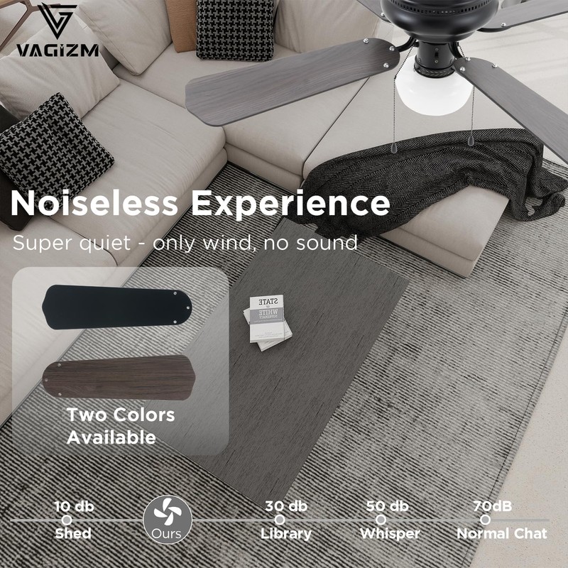 Vagizm 42 Inch Ceiling Fan Traditional: Flush Mount with LED