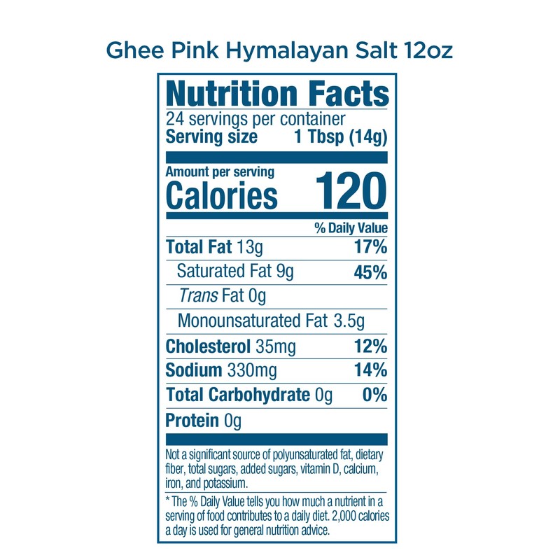 USDA Certified Organic Grass Fed Ghee with Himalayan Salt, 12oz,