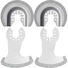 4PCS Oscillating Diamond Blades, Scythe-Shaped & 64mm Semi-Circle Multi Tool Blades for Grout Removal, Mortar, Tile, Concrete, Compatible with Dewalt, Makita, Fein, Ryobi, Dremel, Rockwell