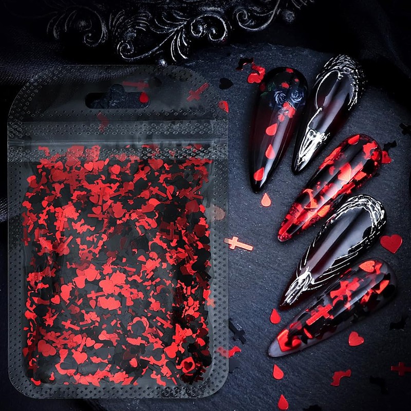 Halloween Vampire Nail Art Glitter Blood Cross Nail Sequins Decoration