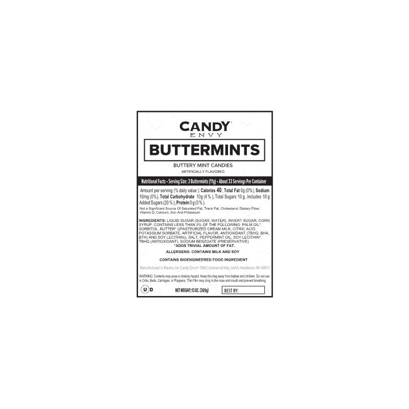 Candy Envy - White Wrapped Buttermints - 13 oz. Bag