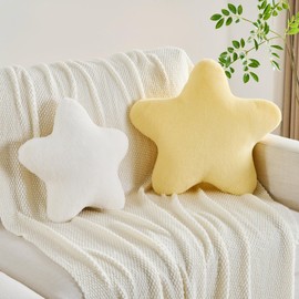 CANGHI Star Pillow 19.6" Purple Star Shaped Decorative Throw Pillow for Couch Bed Aesthetic Plush Floor Seating Cushions with Soft Faux Rabbit Fur for Sofa Bedroom Living Room