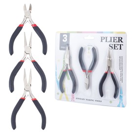 PandaHall Elite Needle Nose Pliers for Crafting, 3 Piece Set, Blue, 316, 4.3 - 5.1 x 2 inches (110 - 130 mm x 53 mm)