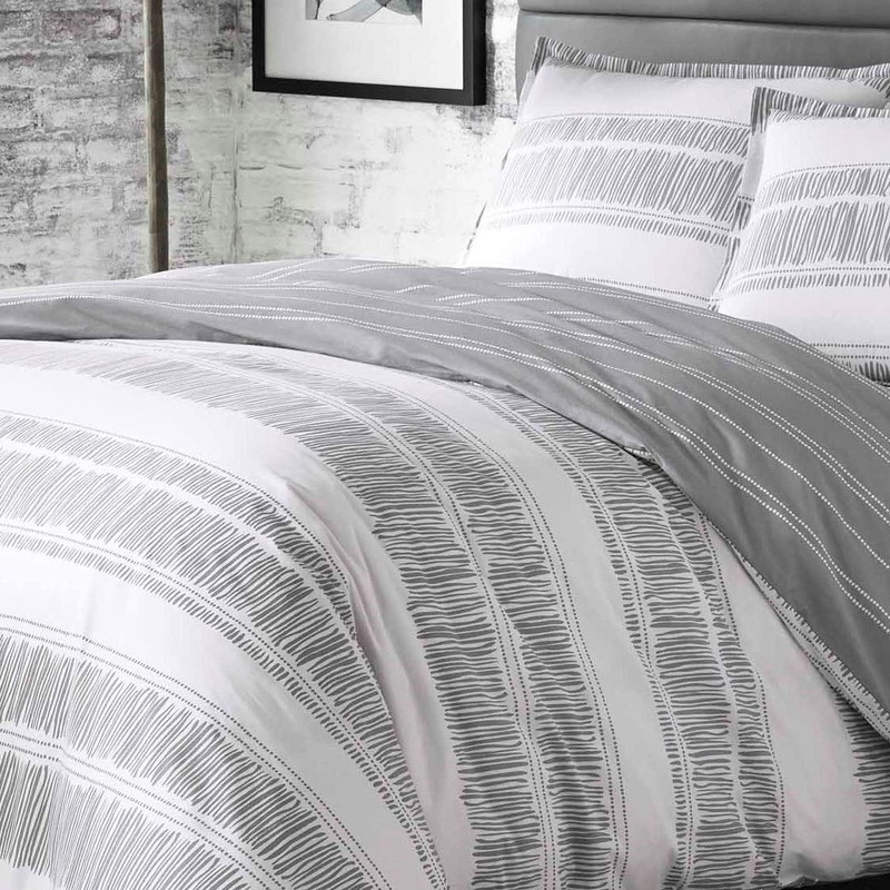 City Scene Ziggy Comforter Set, King, White