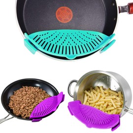 SourceTon Snap Strainer, 2 Packs Handsfree Clip On Heat Resistant Pourer for Pasta, Vegetables, Pasta, Pot, Bowl, Pan