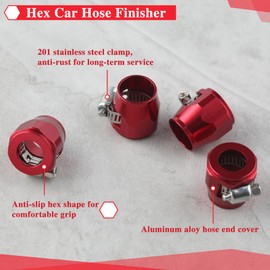 LEONTOOL Econo Fitting Set of 4 Car Hose Finisher Clamp AN8 End Finisher Clamp AN8 Hose End Finisher Clamp with Screw Band Hex Car Hose Finisher Water Line Clip Oil Fitting Hose Fitting for Stainless