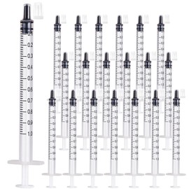 24 Pack of 1ml Plastic Syringes with Caps - Sterile, Individually Sealed for Precise Liquid Refilling, Measuring, and Feeding Pets, Oil, Glue