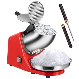 VIVOHOME Electric Ice Crusher Shaver Snow Cone Maker Machine Red 143lbs/hr with Ice Pick for Home and Commercial Use