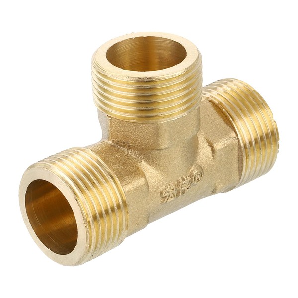 sourcing map Brass Tee Pipe Fitting, G3/4" x G3/4" x