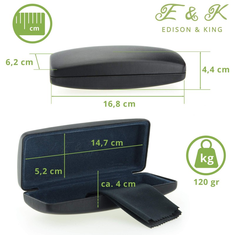 Edison & King Sturdy Glasses Case with Cleaning Cloth, Brown-Pink