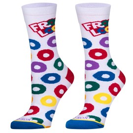 Cool Socks, Women's Funny Novelty Socks, Froot Loops Flavors Crew, Adult Medium